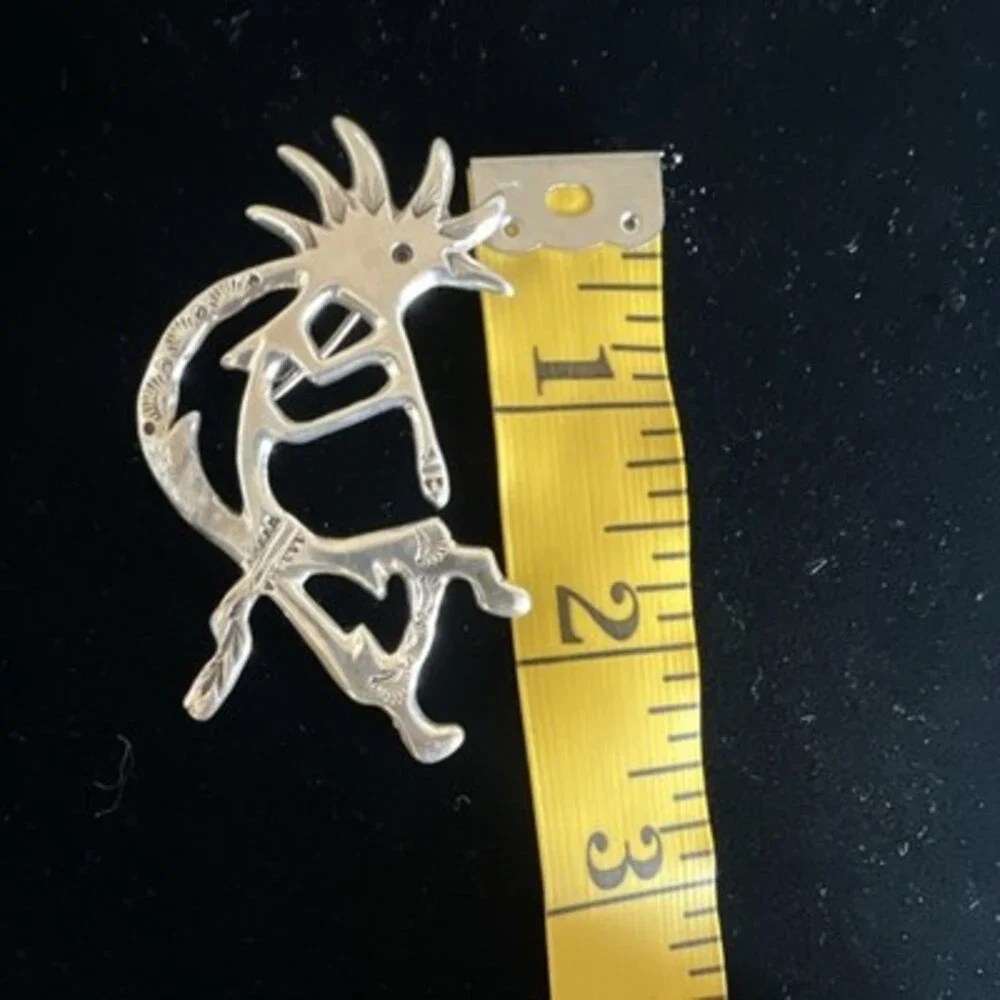 AJW Sterling Silver Native American Kokopelli Brooch 2in Tribal Design